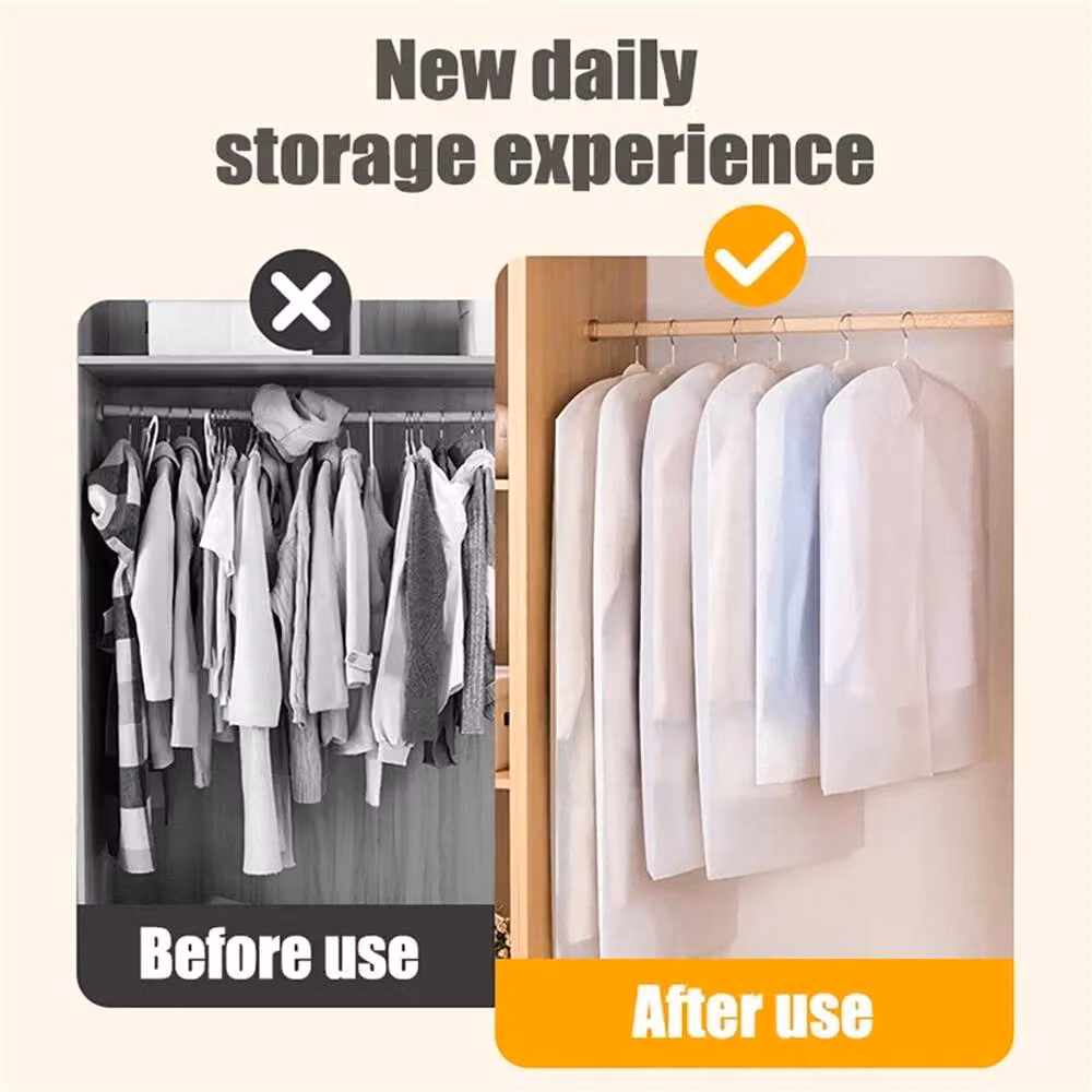 Nordara Hanging Suit Bag Clothes Cover Dust Protector with Zip, White, W: 60 cm, H: 100 cm – 5