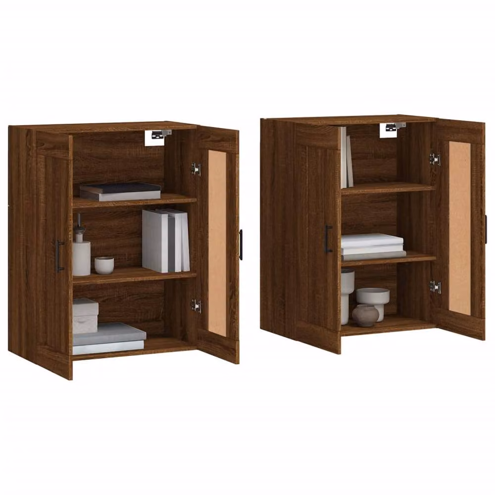 Berkfield Home Wall Mounted Cabinets, 2 Piece Set in Brown Oak Engineered Wood – 2