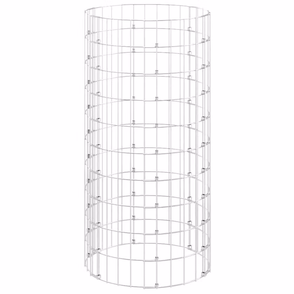 Berkfield Home Circular Gabion Column in Silver Galvanised Steel, Diameter: 50 cm, Height: 100 cm – 2