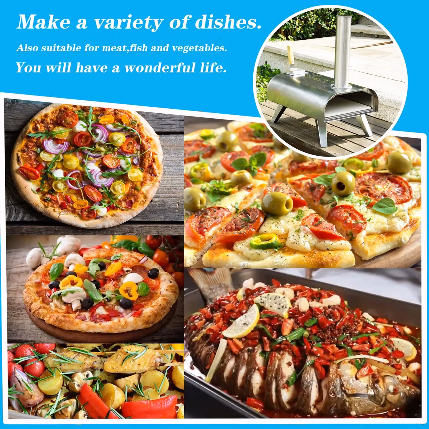 Gr8 Garden Portable 12 inch Wood Pellet Pizza Oven and BBQ Stainless Steel Outdoor Grill in Silver W/D/H: 68.5 x 36.5 x 63.0 cm – 4