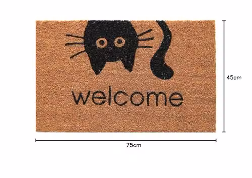 Coco&Coir Meow Welcome Natural Coir Door Mat with Latex Backing, Brown, W/D/H: 75 x 45 x 1.5 cm – 2