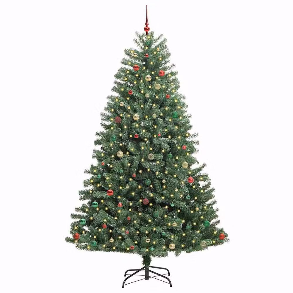 Berkfield Home Artificial Hinged Christmas Tree in Green, Height: 270 cm – 3