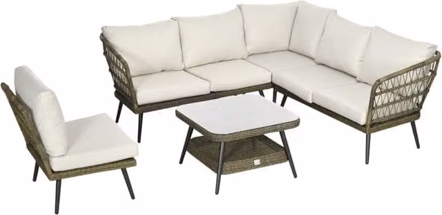 Chilli Seating Bali Rattan Wicker Corner Sofa in Beige