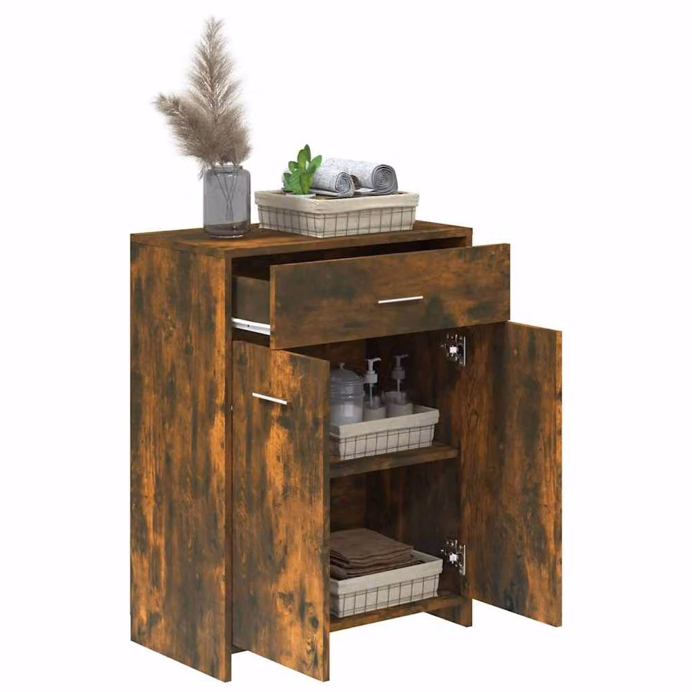 Berkfield Home Classic Bathroom Cabinet in Smoked Oak Brown, W/D/H: 60 x 33 x 80 cm – 3