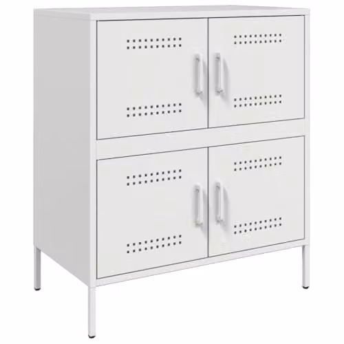 vidaXL Industrial White Metal Sideboard, W: 68 cm, D: 39 cm, H: 79 cm
