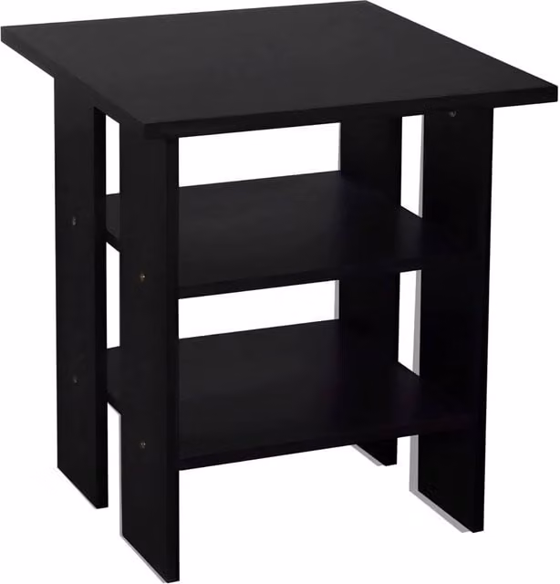 Nordara Black 3 Tier Wooden Side Table and Nightstand – 1