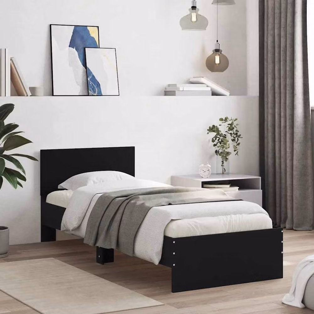 Berkfield Home Small Single Bed Frame with Headboard and Lift Up Base, Black, W: 75 cm, L: 190 cm – 2