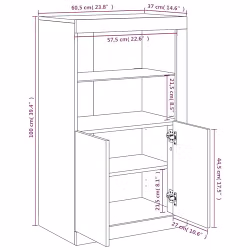 vidaXL Modern Side Cabinet with Integrated LED Lights in Grey Sonoma Engineered Wood – 3