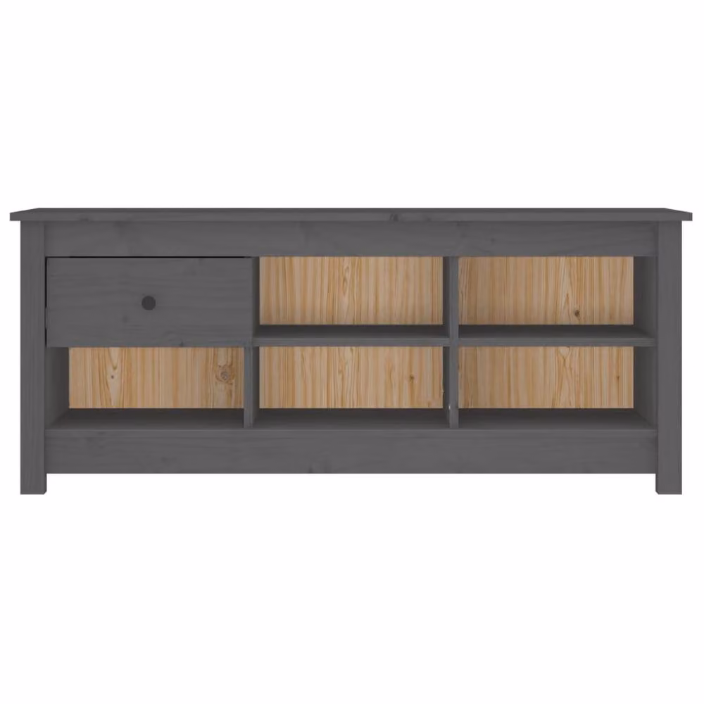 Berkfield Home Grey Rustic Solid Pine Shoe Cabinet W/D/H: 110 x 38 x 45.5 cm – 3
