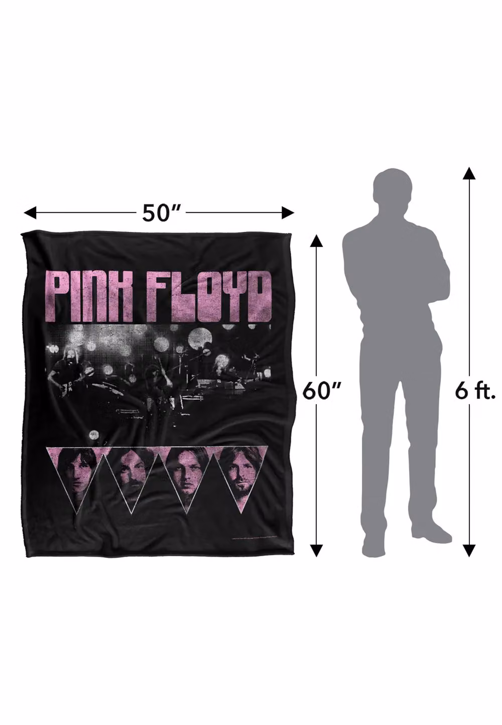 LOGOVISION Pink Floyd Heads Silky Touch Super Soft Fleece Throw Blanket in White, W/D/H: 152 x 127 x 1 cm – 8