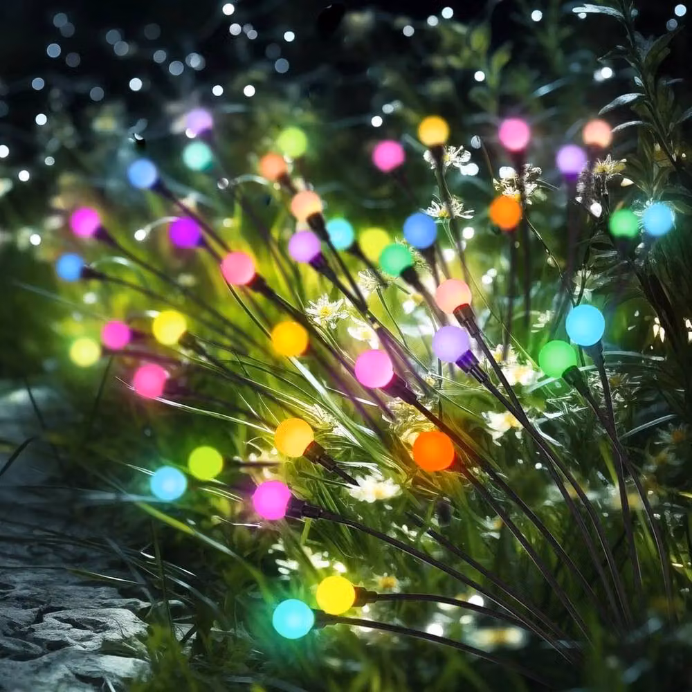 SPETLEK 2-Piece Solar Firefly Outdoor Garden Lights in Multicolour with Stainless Steel Ground Spikes – 2