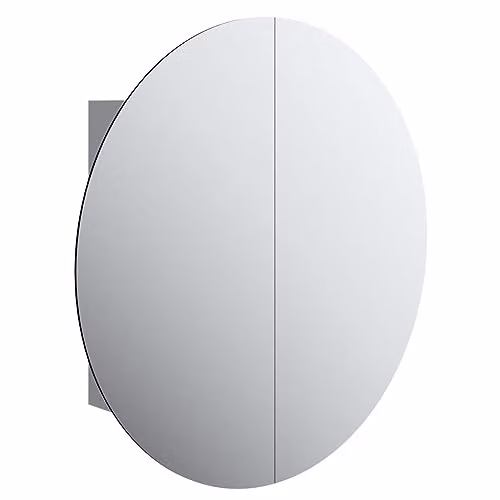 vidaXL Grey Wall-Mounted Bathroom Cabinet with Round LED Mirror and Internal Shelves, W/D/H: 54 x 17.5 x 54 cm