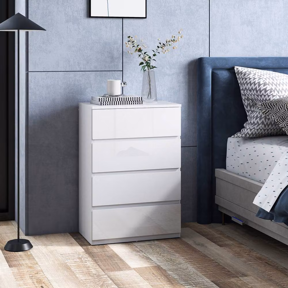 STILVORA Modern White Chest of Drawers with 4 Soft-Close MDF Drawers – 2