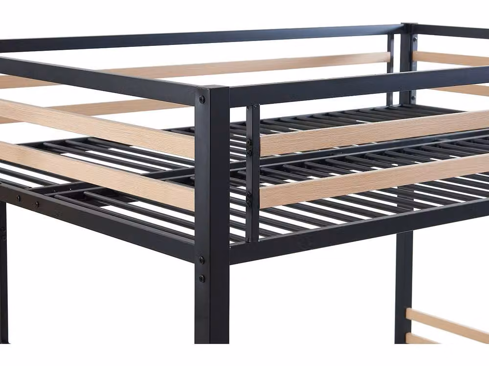 JOGUI Mezzanine Bed in Black and Natural Metal and MDF, W/D/H: 200 x 140 x 165 cm – 4