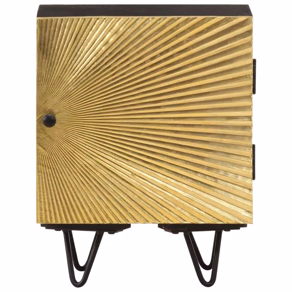 Berkfield Home Bedside Cabinet in Gold Solid Mango Wood with Brass Front W/D/H: 40 x 30 x 50 cm – 2