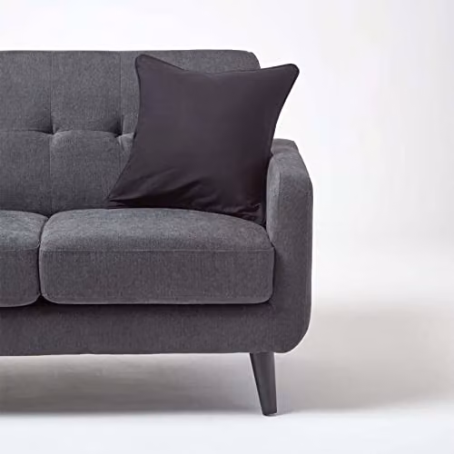 Homescapes Plain Black Cotton Square Cushion Cover, W/D/H: 60 x 60 x 60 cm – 4