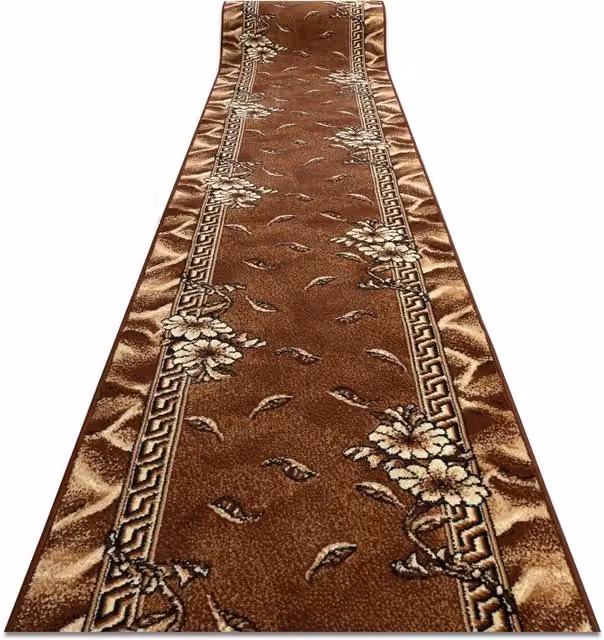 RugsX Bcf Trio Brown Floral Oriental Runner W: 60 cm, L: 500 cm