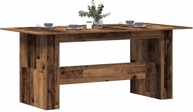 Berkfield Home Rustic Old Wood Dining Table in Brown, W/D/H: 180 x 90 x 76 cm – 1