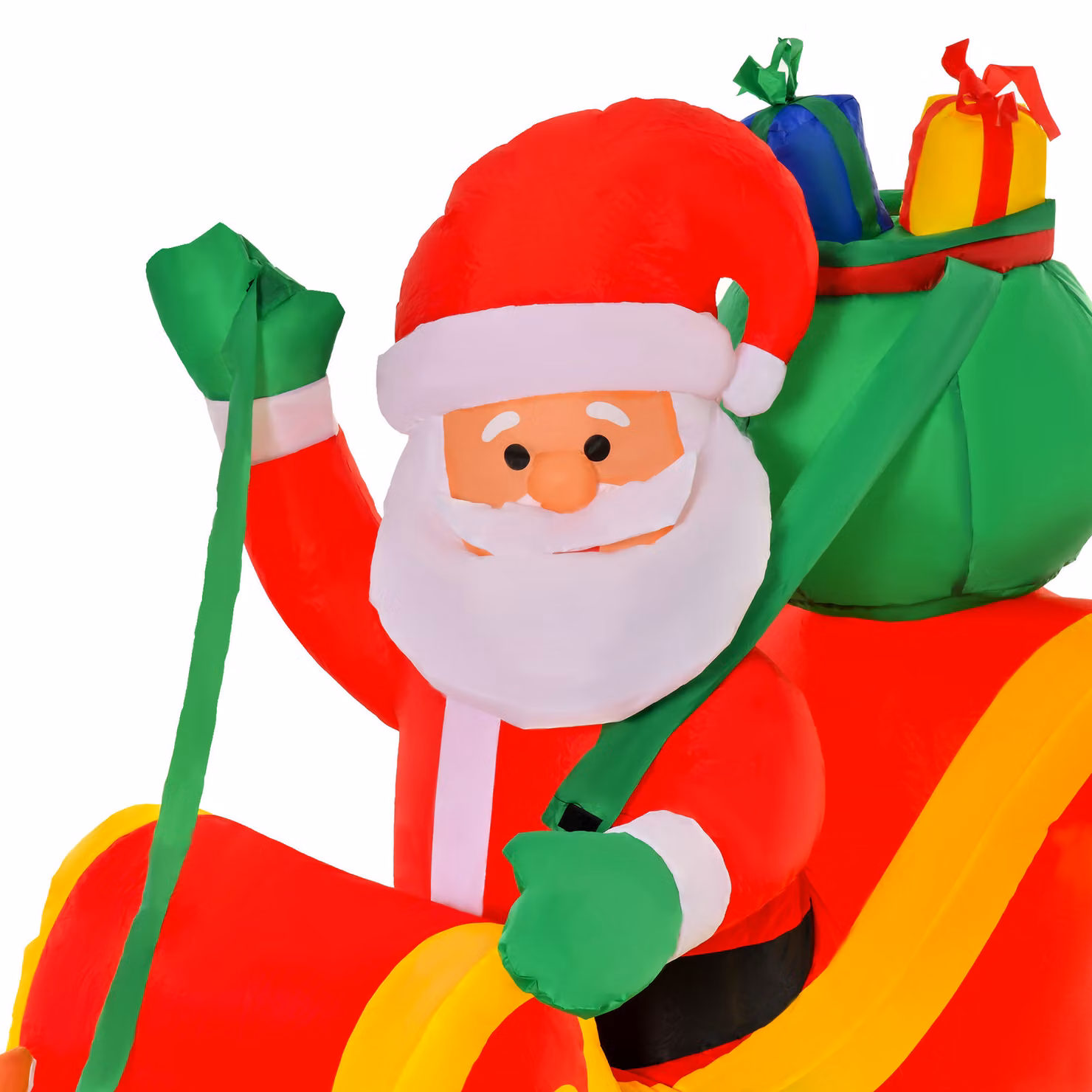 HOMCOM Multicolour Inflatable Santa Claus on Sleigh with LED Lights, 1.1 m Height for Indoor and Outdoor Christmas Decoration – 6
