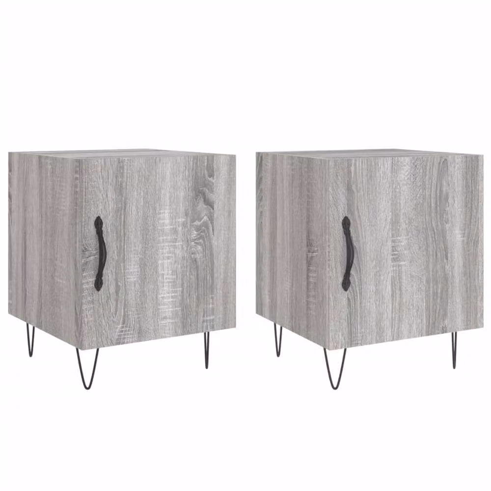 Berkfield Home Modern Bedside Cabinets, 2 Piece Set in Grey Sonoma, W/D/H: 40 x 40 x 50 cm – 2
