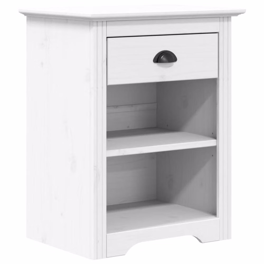 Berkfield Home BODO Bedside Cabinet in White Solid Pine Wood, W/D/H: 53 x 38.5 x 66 cm – 2