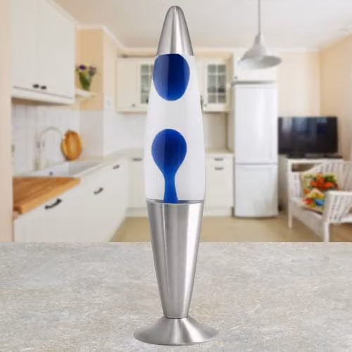 Trendi Motion Lamp with Blue Wax and Transparent Liquid and Aluminium Base, Height: 40.64 cm, Width: 18 cm – 2