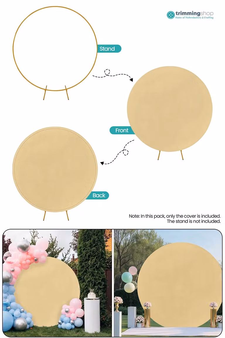 Neel Blue Round Arch Backdrop Cover Spandex Wrinkle-Resistant Circle Arch Stand Cover in Beige, Diameter: 150 cm