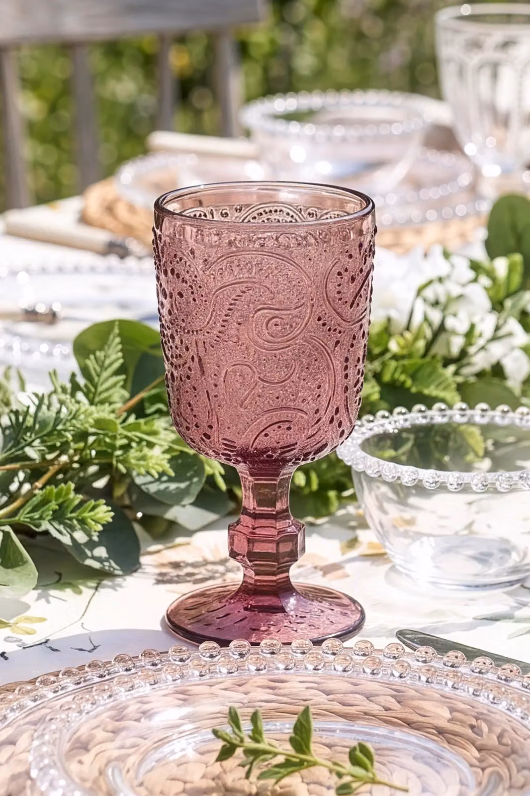 Dibor Set of 2 Pink Luxury Glass Wine Goblets, 300ml per glass – 3