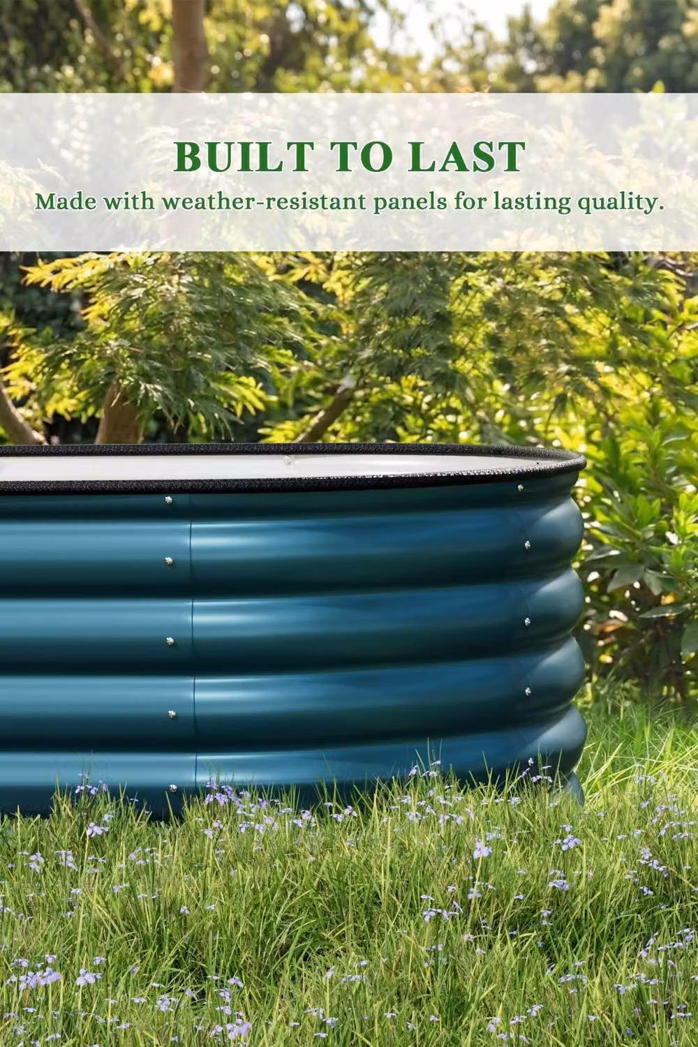 Garden Sanctuary Oval-Shaped Galvanised Steel Raised Garden Bed in Green, W/D/H: 80 x 42 x 80 cm – 4