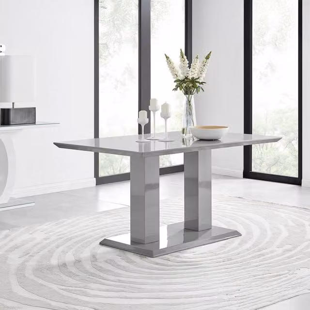 FurnitureboxUK Imperia Modern High Gloss Rectangular Dining Table in Grey, Seats 6 – 1