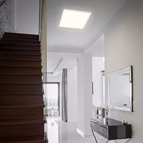 Briloner White LED Panel Ceiling Light, Dimmable with Remote Control, 22W, 3000 Lumen, W/D/H: 42 x 42 x 2.9 cm – 4