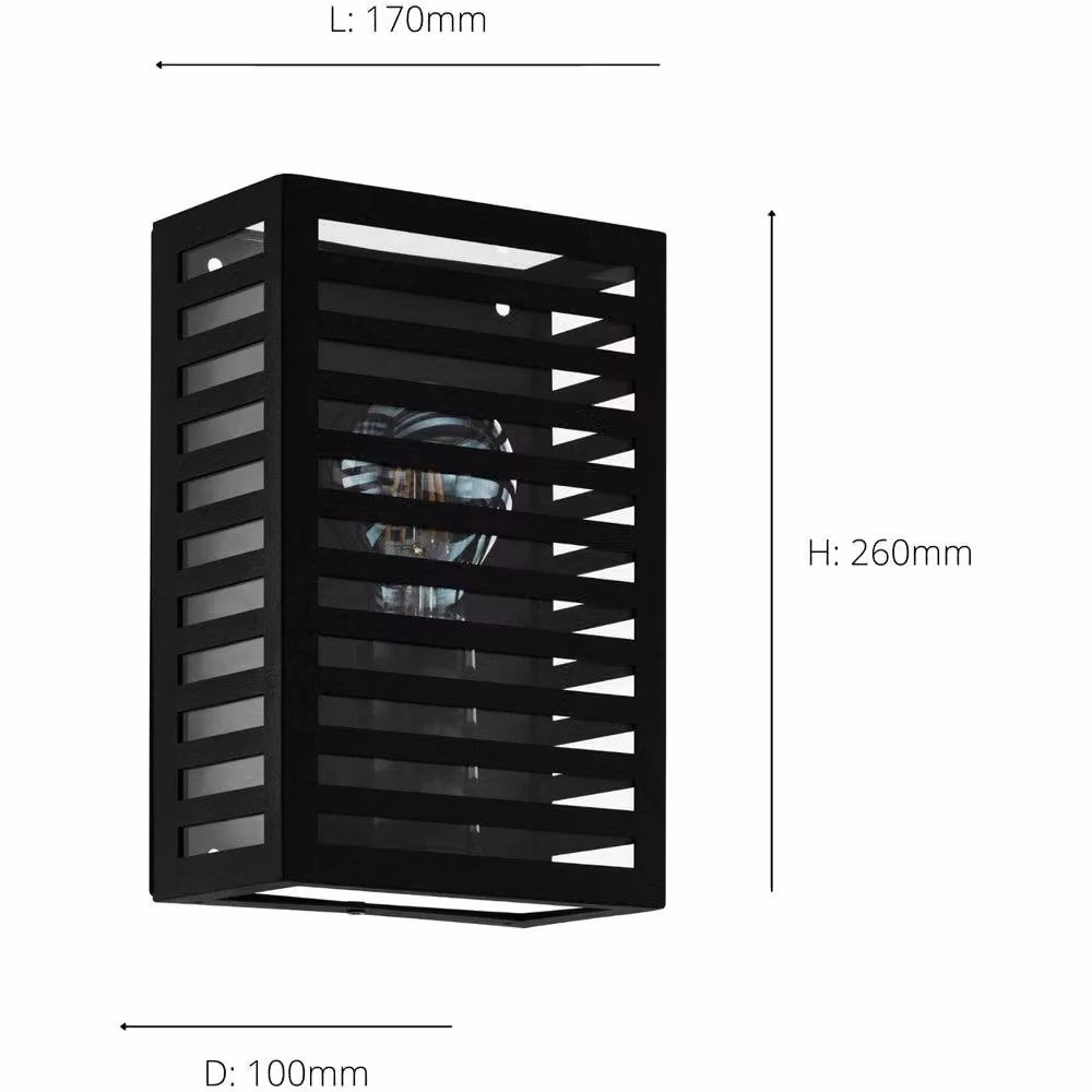 Loops 2 Pack Black Modern Metal Indoor Wall Light with E27 Up and Down Lighting – 5