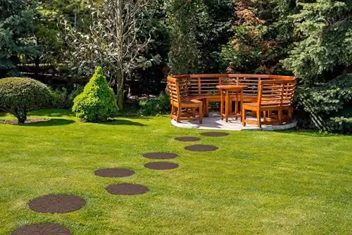 Nicoman Rubber Log Design Garden Stepping Stones, Brown, Diameter: 46 cm, Set of 2 – 5