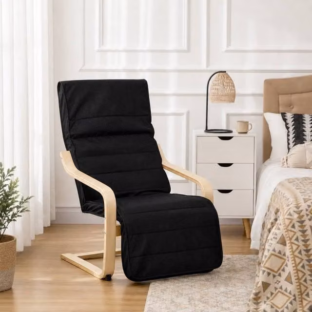 STILVORA Modern Fabric Relax Recliner Accent Chair with Armrests and Solid Wood Frame in Black