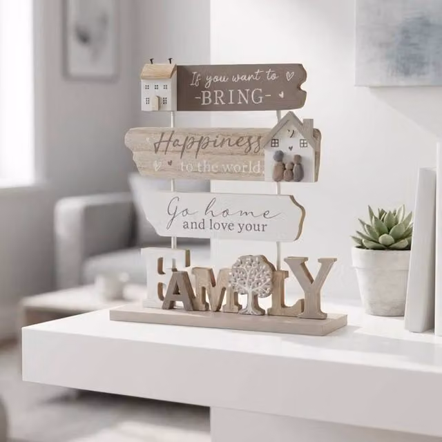 Lesser & Pavey Family Standing Decor Plaque, Multicolour Rustic Wood Tabletop Plaque, W/D/H: 24.0 x 20.0 x 5.0 cm – 2