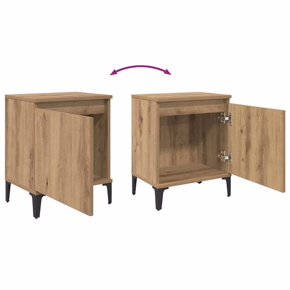 Berkfield Home Modern Artisan Oak Bedside Table in Brown – 5