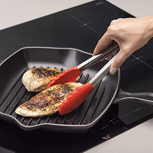 Zeal Red Silicone and Stainless Steel Non-Stick Cooking Tongs, 26cm – 3