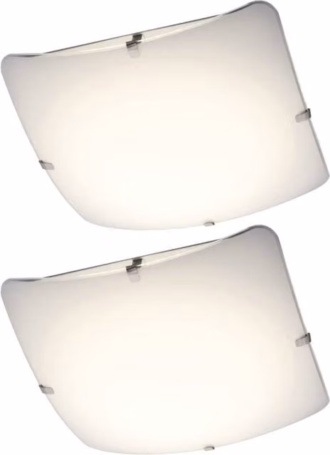 First Choice Lighting Eden Set of 2 White LED Flush Ceiling Lights with Glass Covers