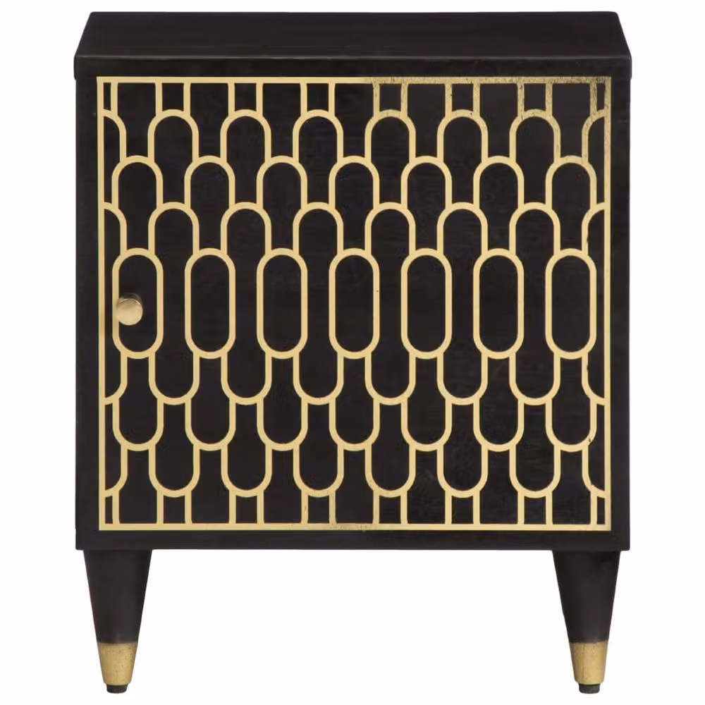 Berkfield Home Set of 2 Solid Mango Wood Bedside Cabinets in Black, W/D/H: 40 x 33 x 46 cm – 3