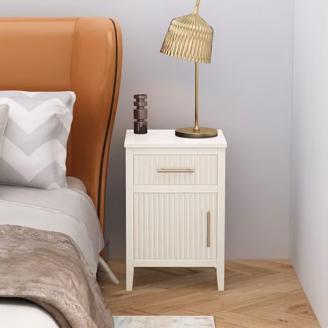 Cabinet Bits Monti White Bedside Table with 1 Drawer and 1 Door