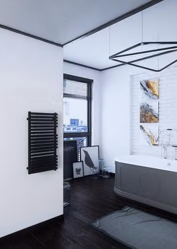 Terma Quadrus Bold One Electric Towel Rail with Hidden Element, Metallic Black, H 87 cm x W 45 cm – 2