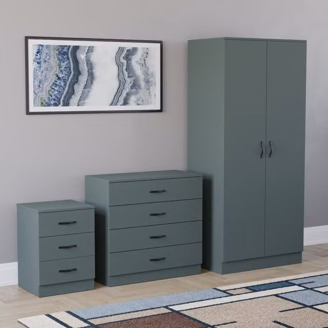 Vida Designs Riano 3 Piece Modern Bedroom Set in Jasper Green