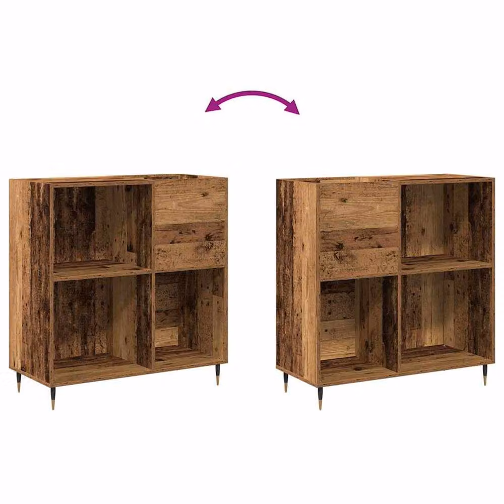 Berkfield Home Old Wood Record Cabinet in Brown, W/D/H: 84.5 x 38 x 89 cm – 6