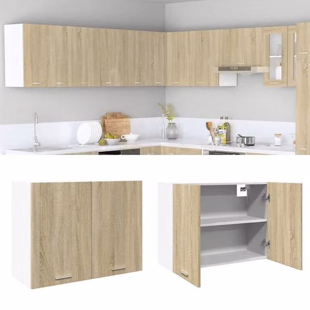 Berkfield Home Lyon Hanging Kitchen Cabinet in Sonoma Oak Brown, W/D/H: 80 x 31 x 60 cm – 1
