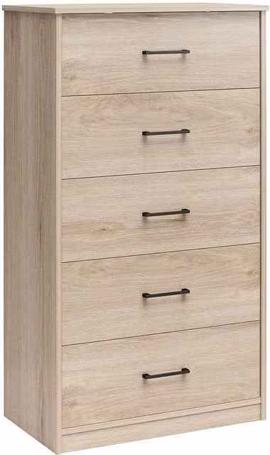 BrEZ Build Pearce 5 Drawer Dresser in Light Oak