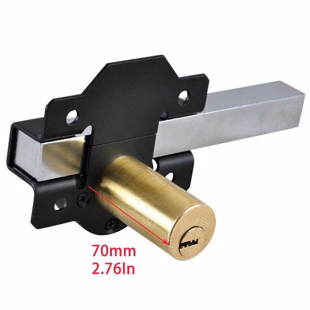 NESTLUNE Double Side Gate Lock with 5 Keys, Long Throw, Silver – 3