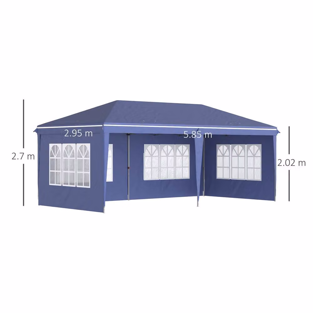 Outsunny Blue Pop Up Gazebo Party Tent with Sidewalls, W/D/H: 600 x 300 x 270 cm – 5
