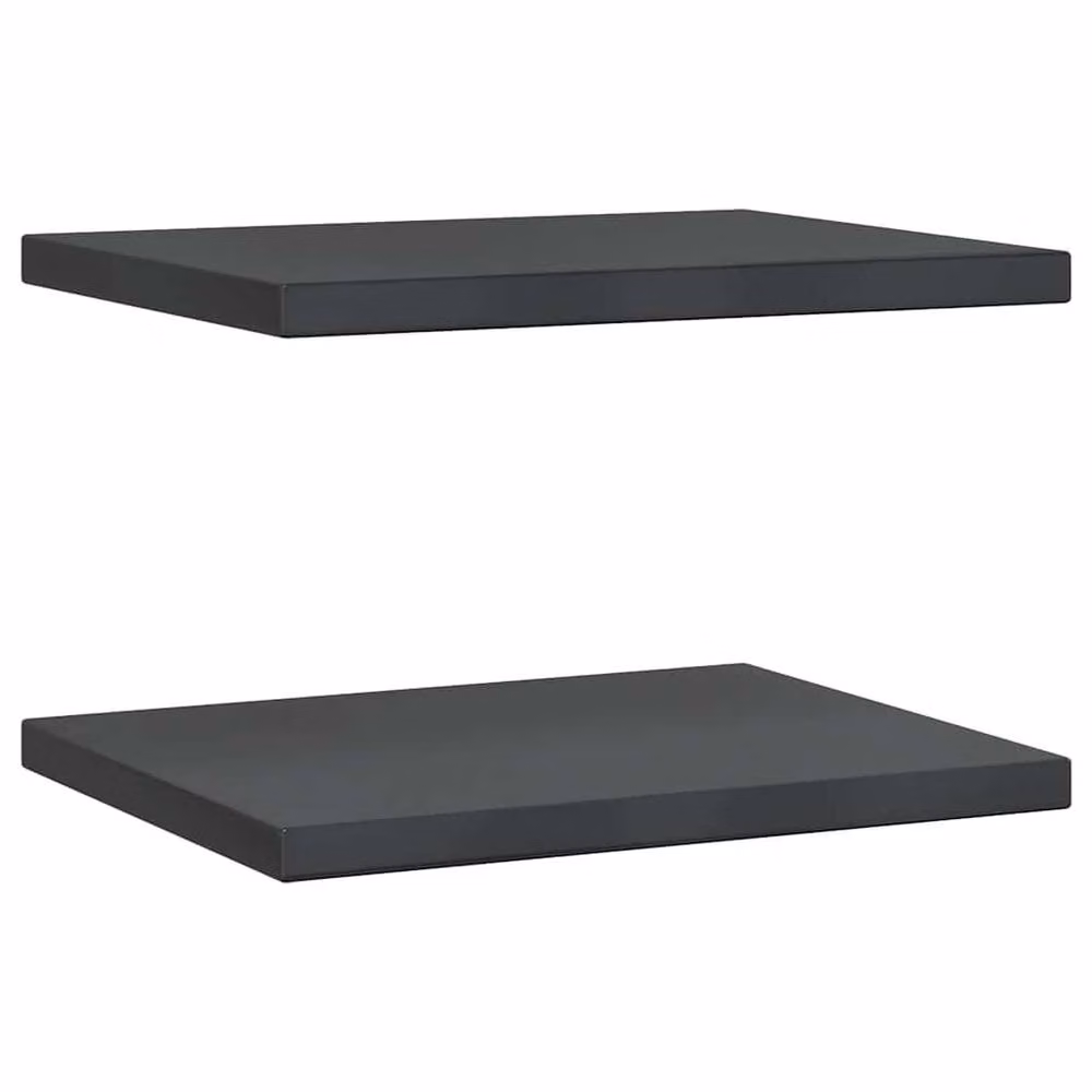 Berkfield Home Set of 2 Black Matt Stainless Steel Wall Mounted Shelves, W: 50 cm, D: 40 cm, H: 3 cm – 2
