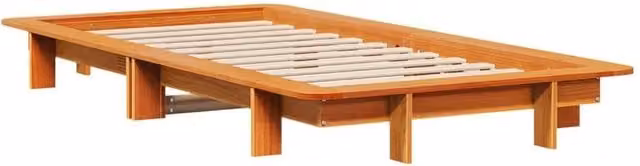 Berkfield Home Modern Waxed Brown Solid Wood Pine Bed Frame, W/D/H: 100 x 200 cm – 1