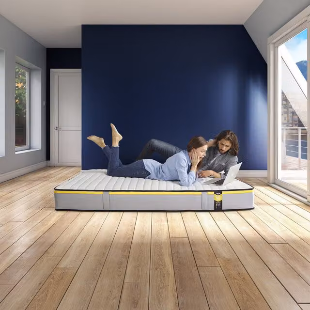 Jay-Be Benchmark S5 Hybrid Pocket Sprung Mattress, Yellow, W: 180 cm, D: 200 cm